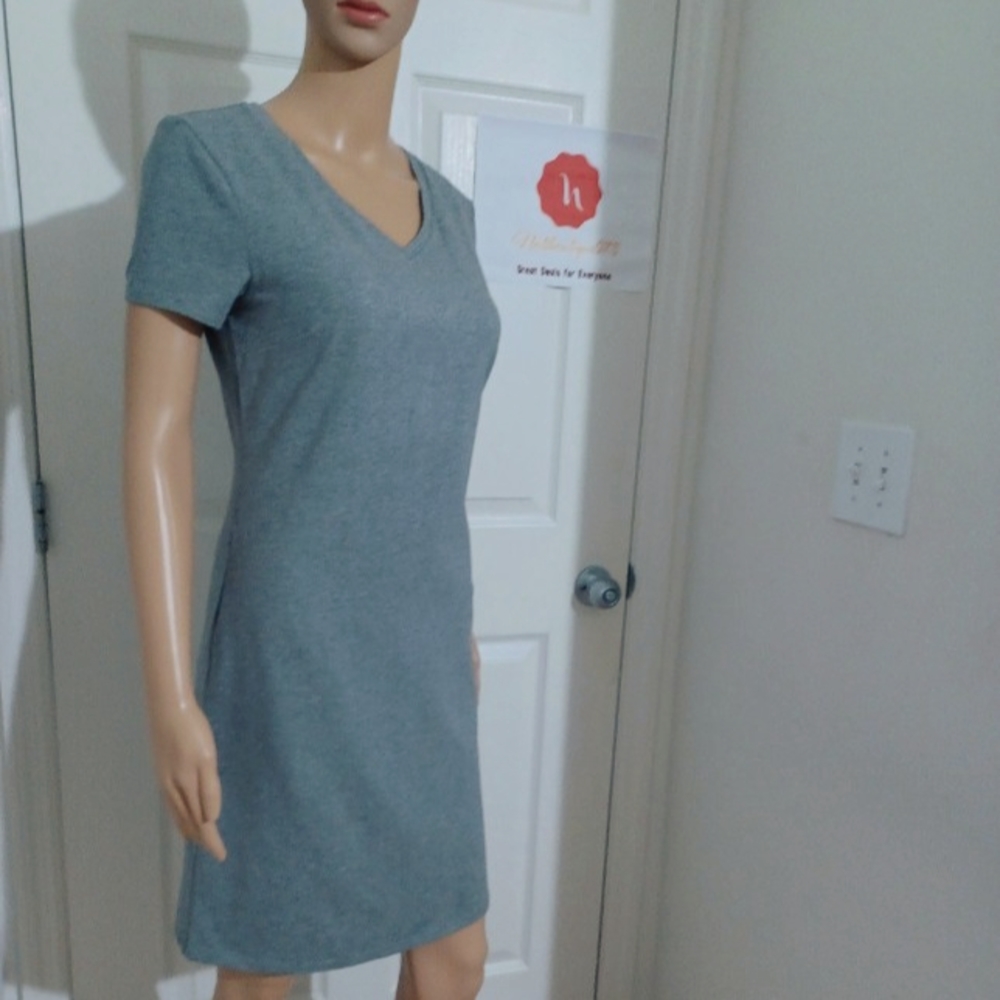 💛Old Navy Women's V-Neck Bodycon Knee Length Dress Color- Gray (Size S/P) NWT💜